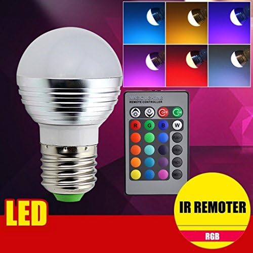 RGB 3W Screw Base 16 Colors Changing Dimmable LED Light Bulb with IR Remote Control for Home Decoration/Bar/Party by Genolite