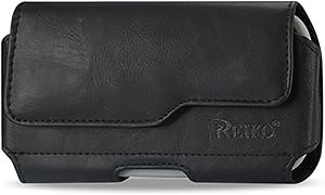 Apple iPhone 5 / 5s /5c Premium Leather Pouch Carrying Case with Belt Clip Belt Loops Holster Fits with Otterbox Commuter/Defender Case on Lifeproof Case on + 1 Silver Stylus Pen