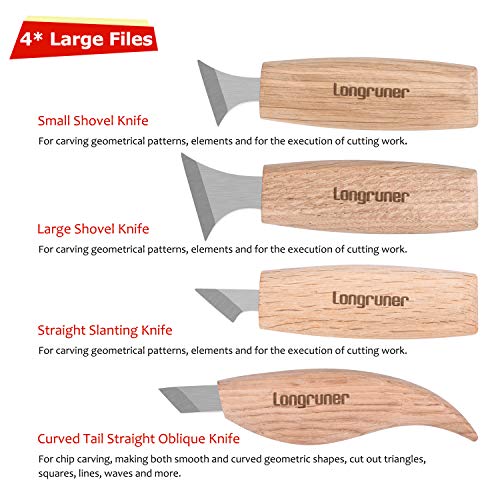 Longruner Wood Carving Tools, 7-in-1 Geometric Woodcarving Knives Set for Wood Working, Spoon Carving LP36