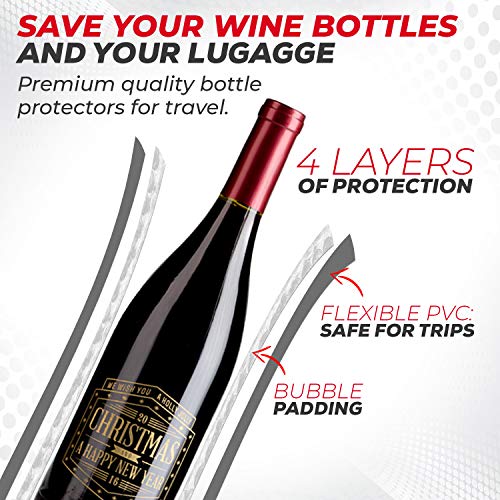 Wine Bags For Travel 3 Pack - Double Layer Protection Plastic Wine Bottles - Triple Seal Wine Travel Protector Preventing Opening During Travel - Reusable Wine Luggage Airplane Approved