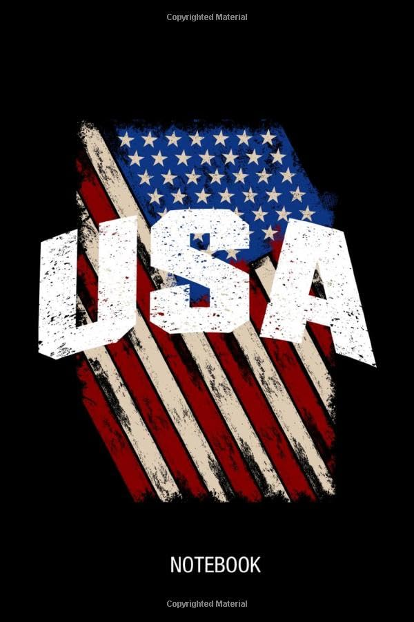Vintage USA With American Flag, Proud To Be American, Journal Notebook Diary 100 Ruled Pages 6x9 inch: United States Of America Proud Journal Notebook Gifts And Souvenir