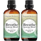 Natural Riches Breathe Essential Oil Blend Breathe Easy with Peppermint Eucalyptus Tea Tree Lemon Cardamom Pine Needle Essent