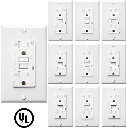 10 Pack - UL Listed GFCI Outlet Receptacle 20-Amp (Tamper-Resistant) Duplex 125-Volt, LED Indicator, Safe Lock Protection - Compliant with Highest Safety Requirements, Wall Plate Included - White