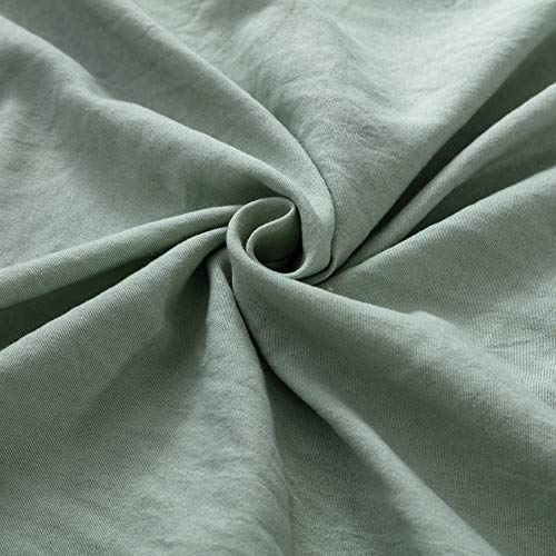 MOVE OVER Sage Green Pom Poms Pillow Case, Green King Pillowcases Set of 2, 100% Washed Microfiber, Sea Green Ball Fringe Pillow Shams King 2 Pack (King, Sage Green)