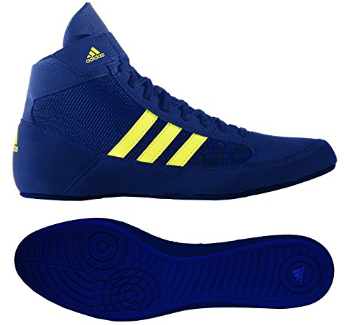 Adidas Youth Boy's Kids HVC2 Wrestling Mat Shoe Ankle Strap (Royal/Yellow, 3)