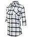 DRESSIS Women's Cotton Roll Up Sleeve Plaid Flannel Button Down Shirt