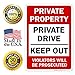 Private Property Private Drive, No Trespassing Sign, 10x14 Inches, Rust Free .040 Aluminum, Fade Resistant, Made in USA