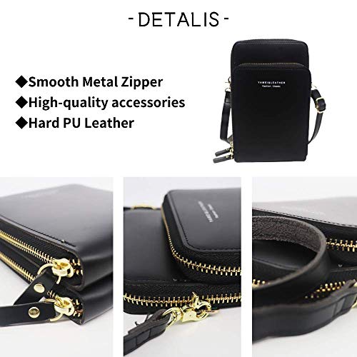 OSTKAKA Small Crossbody Phone Bag，Mobile Phone Bags for Women，Wristlet Wallet with Cell Phone Holder (A-Black)