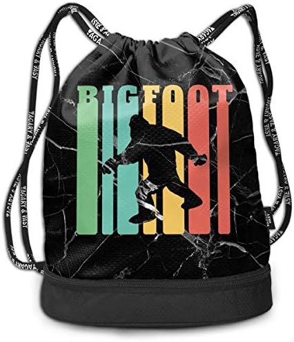 KLing Drawstring Backpack Vintage Retro 1970s Rainbow Bigfoot Men & Women Yoga Dance Travel Rucksack Shoulder Bags