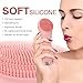 Silicone Facial Cleansing Brush, Waterproof Face Massager Electric Facial & Body Brush with 16 Sonic Patterns Deep Cleansing for All Skin Type (pink)