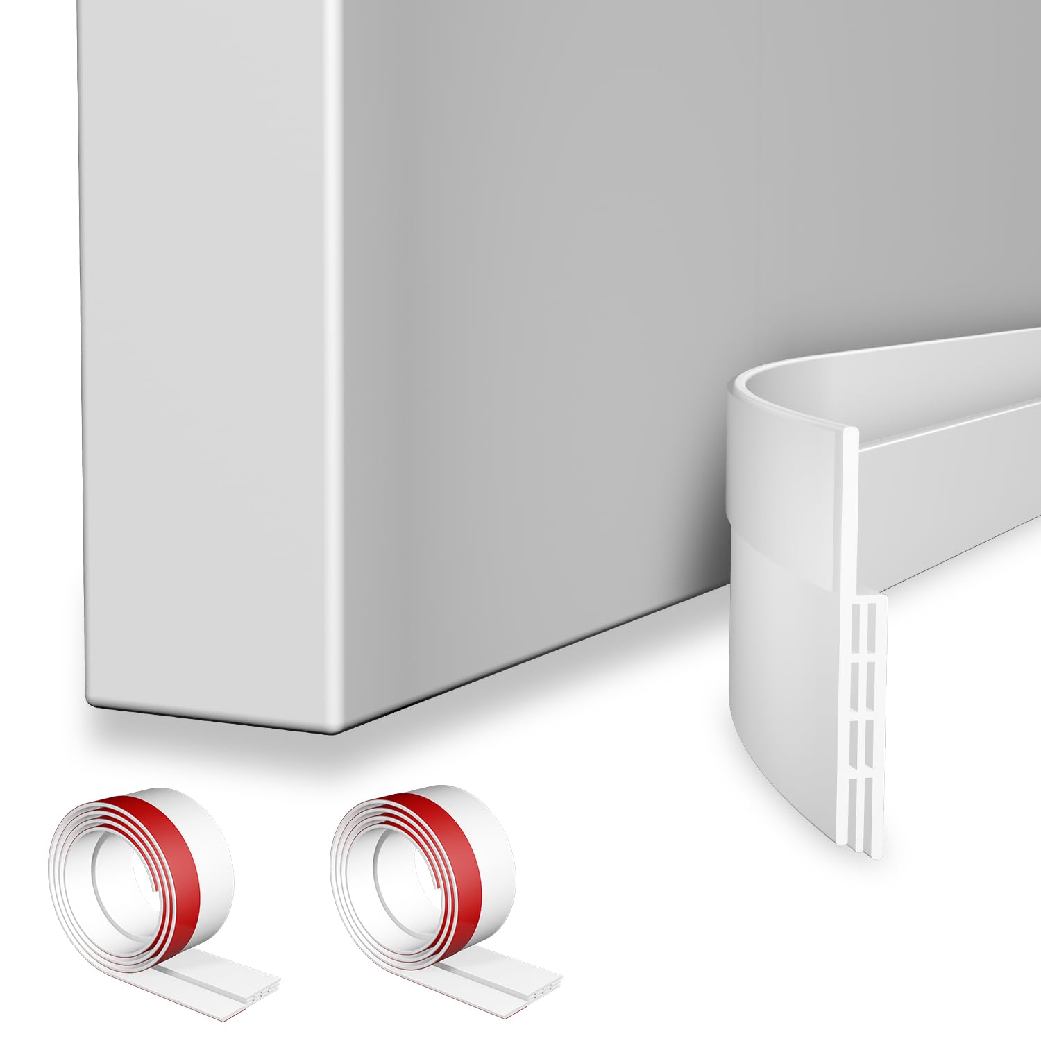 Photo 1 of 2 Pack Adjustable Under Door Sweep for Exterior & Interior Doors, Soundproof & Cold Air Blocker Insulation (White, 39" L)