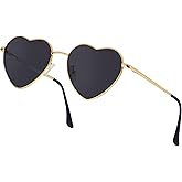 Hmxpls Heart Shaped Sunglasses for Women, Metal Frame Heart Glasses for Valentines Halloween Dress Up Costume Accessories