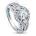 BERRICLE Sterling Silver 3-Stone Wedding Engagement Rings Round Cubic Zirconia CZ Ring for Women, Rhodium Plated Size 4-10