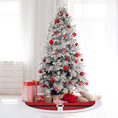 48 Inch Christmas Tree Skirt - Santa Suit Design + BONUS Frosted Zip Storage Bag - Premium Fleece Material w/ Real Belt Loop + Sparkled Belt Buckle - Great Xmas Gift - Extra Large Size Fits All Trees - Thumbnail 7
