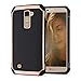 LG K10 Case, Premier LTE Case, Bicast Leather Hybrid, JoJoGoldStar Slim Fit Heavy Duty Polycarbonate and Silicone TPU Cover with Screen Protector and Stylus - Black