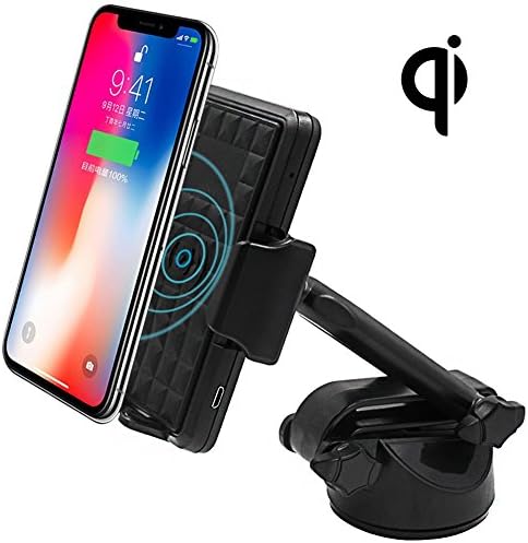Wireless Charger Car Mount Holder, 2-in-1 Qi Fast Wireless Charging Pad, Air Vent Cell Phone Bracket, Windshield Smartphone Stand, fit for Samsung Galaxy S8, S7, Note 8, iPhone 8, iPhone X and More.