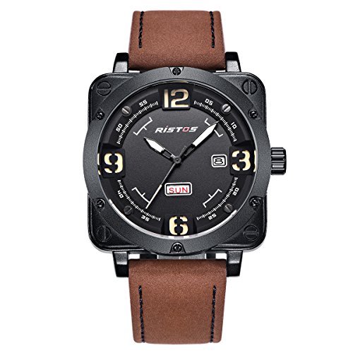 Longbo men s unique big face analog quartz square case watch brow…
