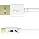 ULTRICS&reg; 2 Meter, 6ft Premium quality High Speed Micro USB Male to Male Data Sync Charger Cable Lead for Android, Samsung, HTC, Motorola, Nokia and More (White)
