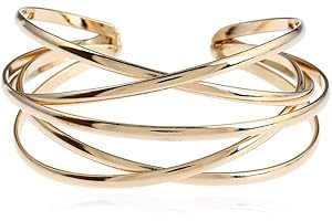 FUTIMELY Boho Chunky Cuff Bracelet for Women,Gold/Silver/Rose gold Multi-layer Cross Wire Bangle Bracelets Open Adjustable Wide Cuff Bracelet Fashion Statement Jewelry