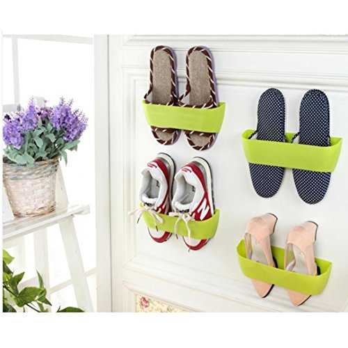 Hanging Shoe Slots Organizer Wall Mounted Space Saver Shoes Rack Holder, Staron Home Space-Saving Storage Organizer Shoes Display Storage Shelf Bathroom Shoe Rack (A) - Thumbnail 2