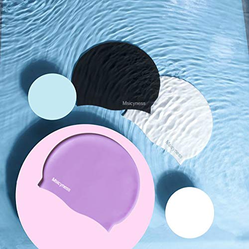 image for Msicyness Swim Cap for Men Women Silicone Swimming Hat for Adult Swimm