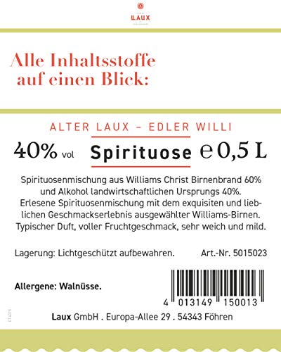 Alter LAUX Williams Birne Likör 40%, 40%, Milder Birnen Likör 500ml – Bild 5