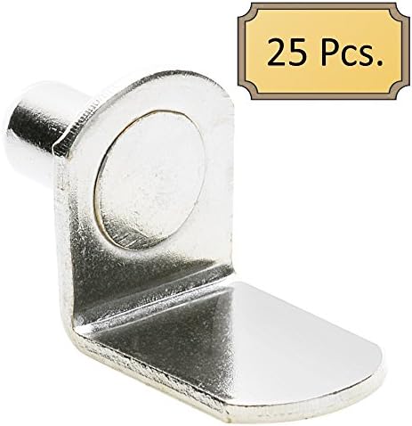 1/4" Bracket Style Cabinet Shelf Support Pegs - Polished Nickel - 50 Pack