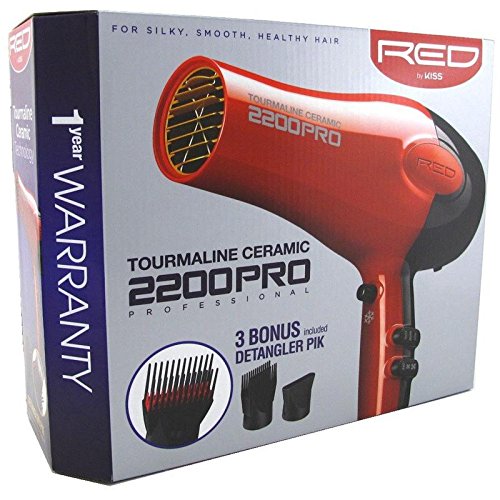 Red by Kiss Tourmaline Ceramic 2200PRO Professional Hair Dryer BD07N