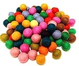 Yarn Place Felt Balls - 100 Pure Wool Beads 15mm Mixed Colorful Colors