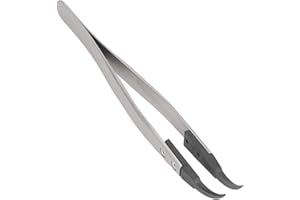 Non Static Tweezers Stainless Steel Carbon Fiber Plastic Non Magnetic Tweezers with Replaceable Elbow Pointed Tip