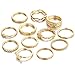 Mandystore 12Pcs Women's Boho Crystal Flower Knuckle Ring Rings for Girls Tibetan Turkish Ring Set