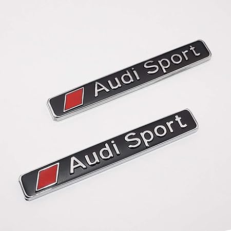 Amazon Us85 オート3dメタルバッジエンブレム アウディスポーツ用 つや消し合金ロゴデカールステッカー 2x Us85 Ae Audisport エンブレム 車 バイク