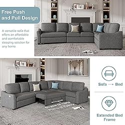 ERYE 129.5" L-Shaped Sectional Sofa W/Pull Out