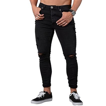 Komise Mens Skinny Stretch Denim Hosen Distressed Zerrissene Jeans Hosen