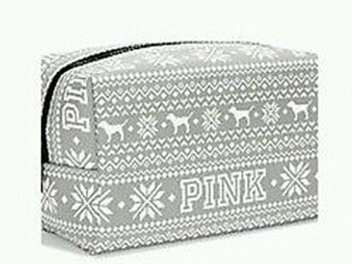 Victoria s secret pink grey fairisle makeup bag