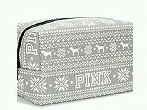 Victoria's Secret Pink Grey Fairisle Makeup Bag