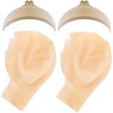 WXJ13 2 PCS Makeup Latex Bald Caps and 2 PCS Nylon Wig Caps for Costume Party Adult Costume Accessory