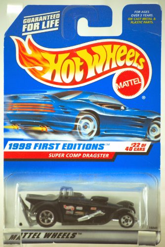 Mattel Hot Wheels 1998 First Editions 1:64 Scale Black Super Comp Dragster Die Cast Car #022