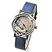 Sanwood Women's Fashion Vintage Bronze Case Cat & Flower Quartz Analog Wrist Watch (Blue)