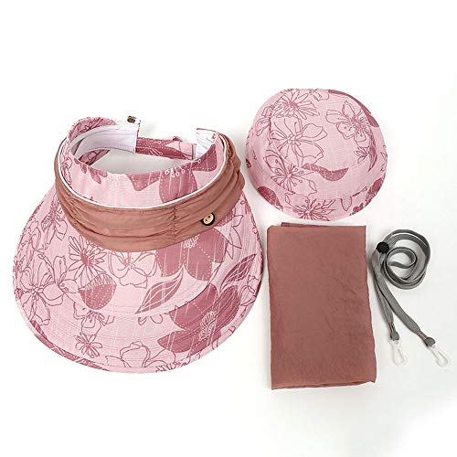 Byx- Hat - Ladies Summer Sun Hat Foldable Outdoor Windproof Facial Neck Sun Hat Riding Electric Vehicle Omni-Directional Sunshade Sun Hat (4 Colors) -Beach hat (Size : Pink) - Thumbnail 6