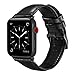 OUHENG Compatible with Apple Watch Band 42mm 44mm, Genuine Leather Band Replacement Compatible with Apple Watch Series 5 4 3 2 1 42mm 44mm Sport and Edition, Black