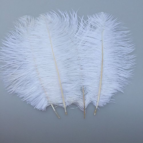 Sowder 20pcs Natural 10-12inch(25-30cm) Ostrich Feathers Plume for Wedding Centerpieces Home Decoration(white )