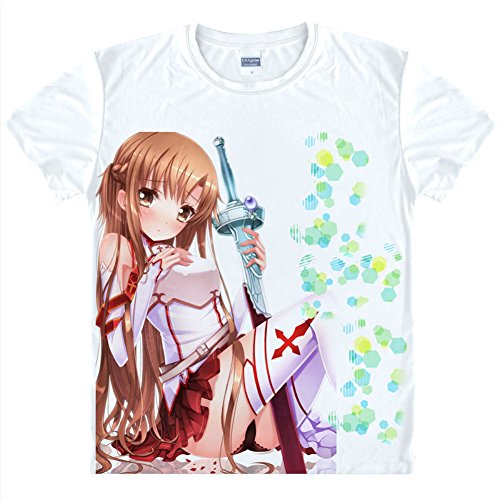 Cartoon Anime SAO Kirito Asuna Tee Short Sleeve T Shirt Breathable