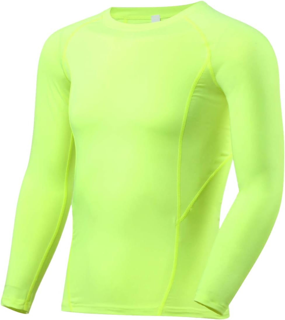 BUYKUD Kids' Boys Long Sleeve Athletic Base Layer Compression Underwear Baseball Soccer Shirt