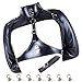 Black Leather Exposed Nipples Bra,Arm Restraints Sleeve,Adult Slave Training Dog Collars,for Couples BDSM Sexual Life (Pulling Rope & Padlock 7 Pieces)