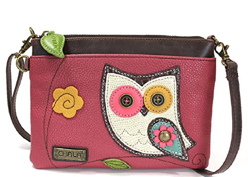 Chala Mini Crossbody Handbag, Pu Leather, Small Shoulder Purse Adjustable Strap (Owl)
