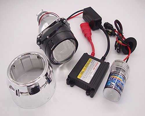 Projector Shroud 2.5" Mini HID Bixenon Lens Conversion Kit with ballast H4 H7 Car Motorcycle Headlights Retrofit for H1 Bulb 6000K