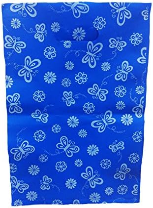 Medium 25 Pcs Lin NaDa Party Favor Plastic Bag 10"W x 15"H Die Cut Handle ( No Gusset ) (10x15 Bright Blue 02-Flat)