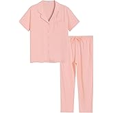 Latuza Women's Petite Length Pajama Set Short Sleeve Cotton Sleepwear