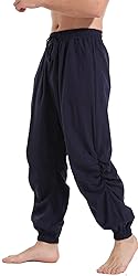 perdontoo Mens Casual Cotton Linen Pant Elastic